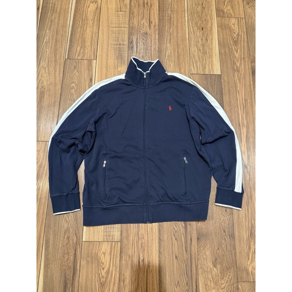 Polo Ralph Lauren Jacket Mens XL Blue Performance Red Pony Full Zip Track